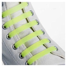 Набор шнурков для обуви, 6 шт, силиконовые, плоские, 13 мм, 9 см, цвет жёлтый Onlitop