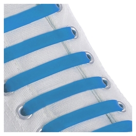Набор шнурков для обуви, 6 шт, силиконовые, плоские, 13 мм, 9 см, цвет голубой неоновый Onlitop