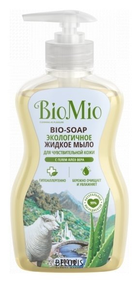 Мыло жидкое экологичное с гелем алоэ вера Bio-soap Sensitive BioMio