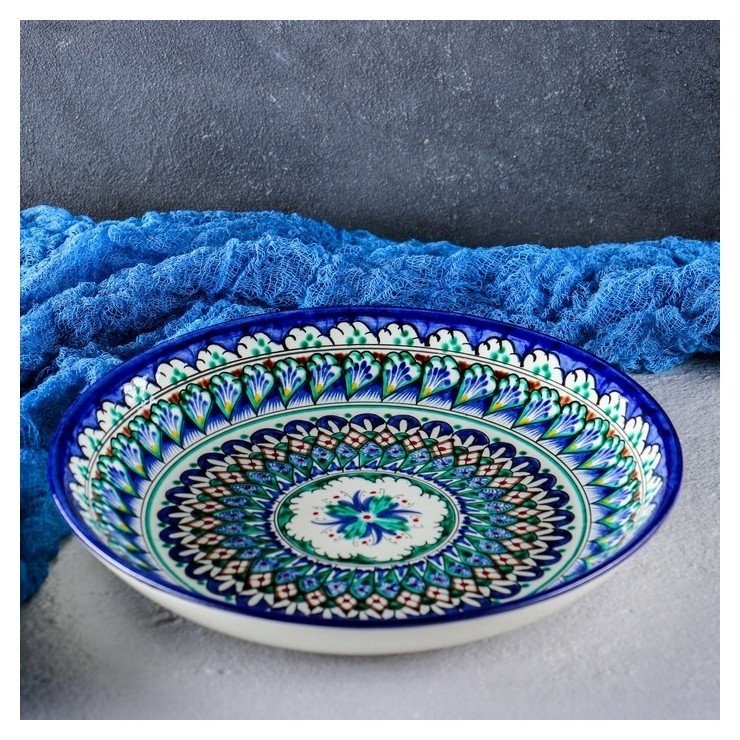 

Ляган из Узбекистана 24,5 см синий с узорами, Разноцветный