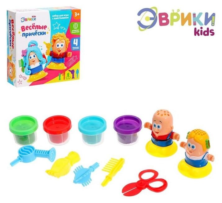 

Набор для игры с пластилином «Весёлые причёски», 4 баночки пластилина