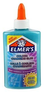 Клей канцелярский 177г Elmers "Color Changing Glue", 147мл для слаймов, син-фиол 2109507 Elmers