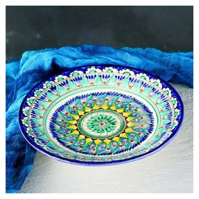 Тарелка плоская, диаметр 22 см Риштанская керамика
