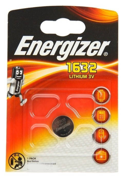 

Батарейка литиевая Energizer, Cr1632-1bl, 3В, блистер, 1 шт.