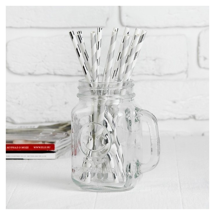 

Трубочка для коктейля «Спираль», набор 25 шт., цвет серебряный, Серебристый