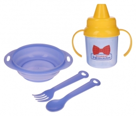 Набор детской посуды «Маленький джентльмен», 4 предмета: тарелка, поильник, ложка, вилка, от 5 мес. Крошка Я