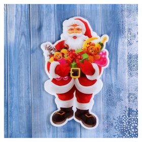 Наклейка на стекло "Дед мороз с игрушками" 11х17,5 см Зимнее волшебство