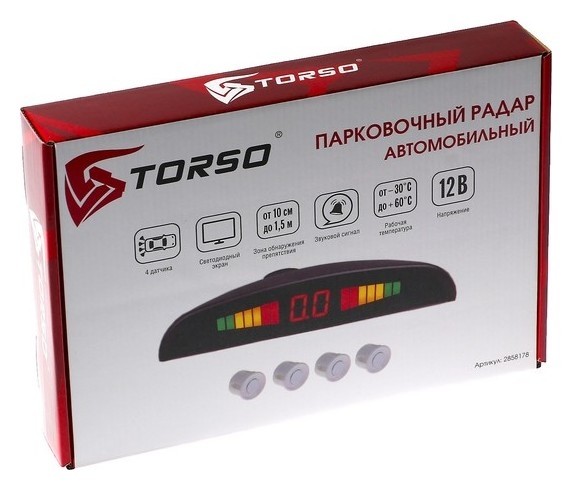 Парковочная система Torso, 4 датчика, Led-экран, 12 В, датчик серый