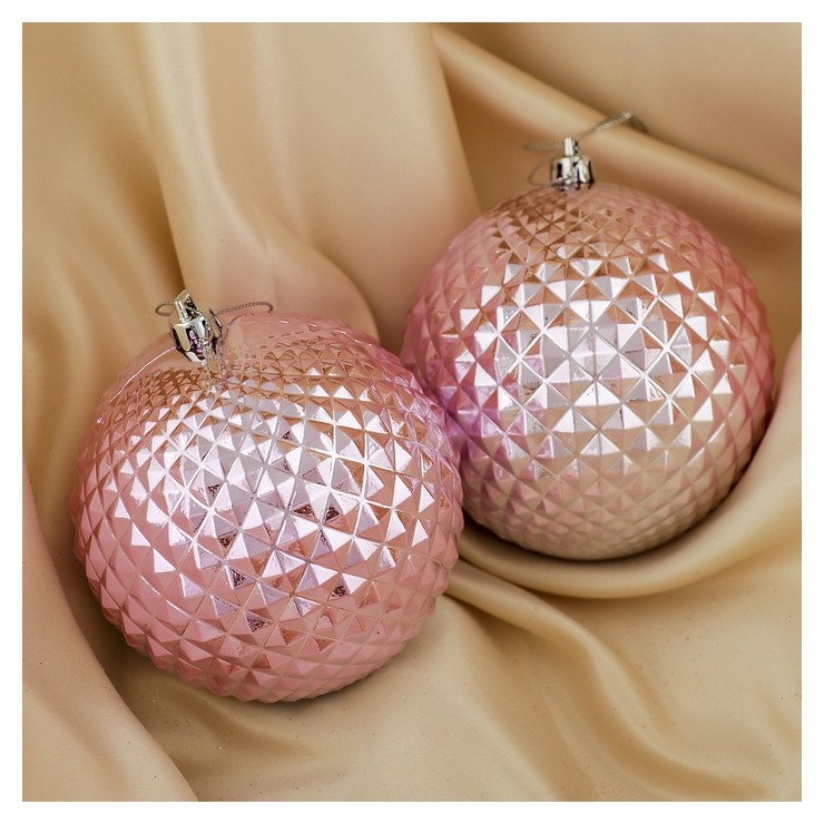 

Набор шаров пластик D-10 см, 2 шт "Рельеф" розовый