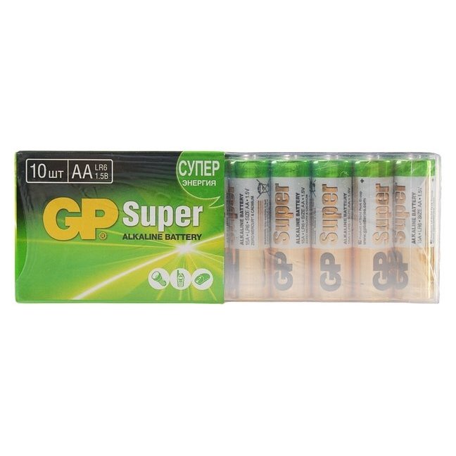 Батарейка алкалиновая GP Super, AA, Lr6-10s, 1.5в, спайка, 10 шт.