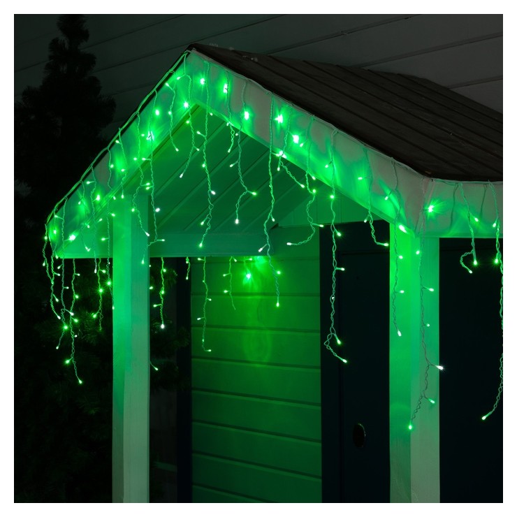 

Гирлянда "Бахрома" 3 х 0.6 м, Ip44, белая нить, 160 Led, свечение зелёное, мерцание белым, 220 В