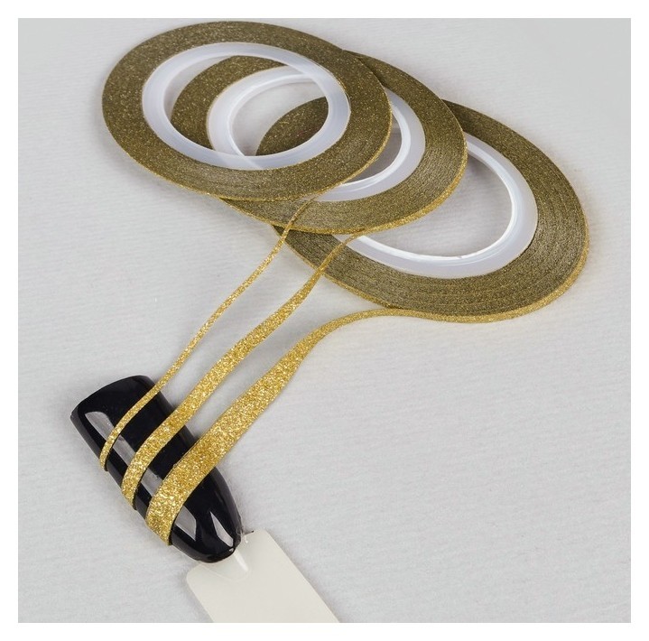 

Ленты клеевые для декора «Блёстки», 3 шт, 1/2/3 мм, 18 м, цвет золотистый
