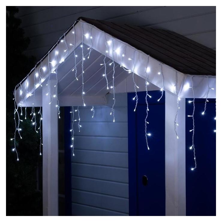 

Гирлянда "Бахрома" 4 х 0.6 м, Ip44, белая нить, 180 Led, свечение белое, мерцание белым, 220 В