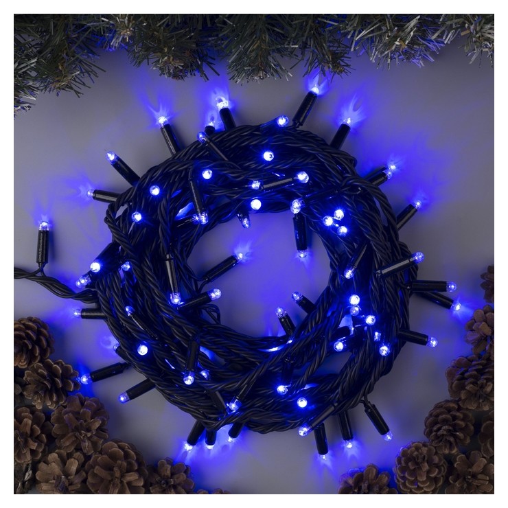 

Гирлянда "Нить" 10 м, Ip65, тёмная нить, 100 Led, свечение синее, 220 В