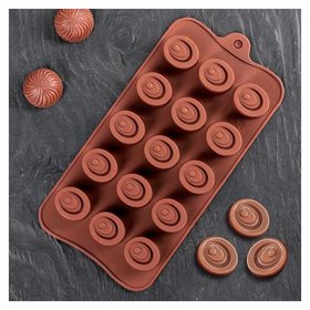 Форма для льда и шоколада "Шоколадное удовольствие", 15 ячеек Доляна