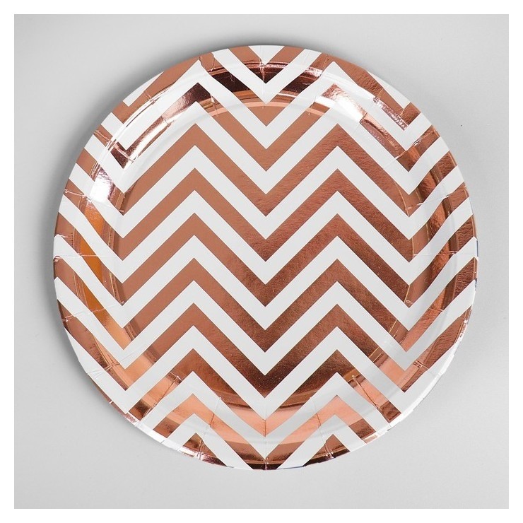 

Тарелка бумажная «Зигзаг», с тиснением, 18 см, набор 6 шт., Розовый