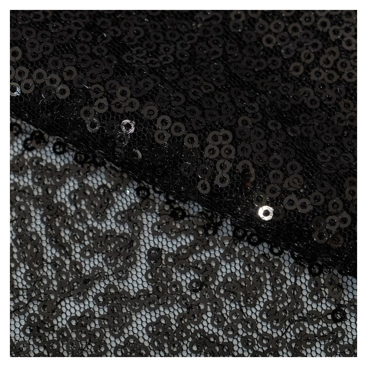 Ткань для пэчворка «Черная» пайетки, 33 × 33 см