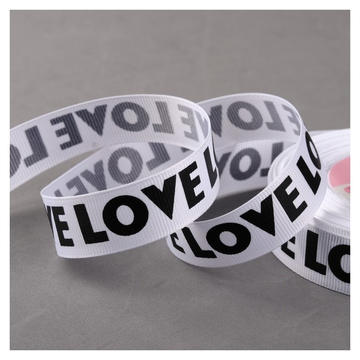 

Лента репсовая «Love», 20 мм, 23 ± 1 м, цвет чёрный/белый