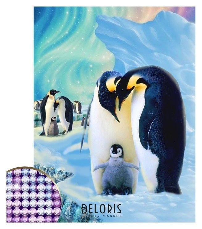 Алмазная вышивка с частичным заполнением «Пингвины», 30 х 40 см, холст. набор для творчества Школа талантов
