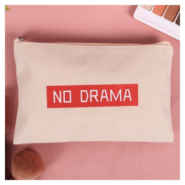 

Косметичка холщовая "NO Drama", 11 х 17 см, Белый