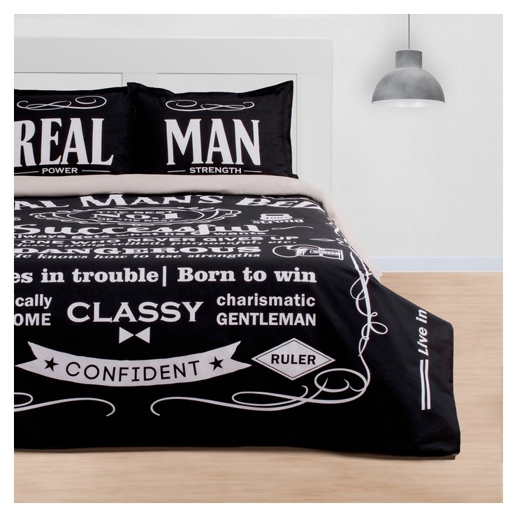 

Постельное бельё Real Man 175х215 см, 200х220 см, 50х70+3 см - 2 шт, Черный