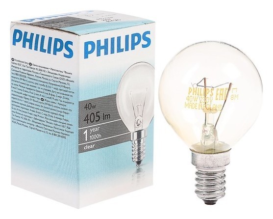 

Лампа накаливания Philips Stan, P45, 40 Вт, E14, 2700 К, 230 В, прозрачная