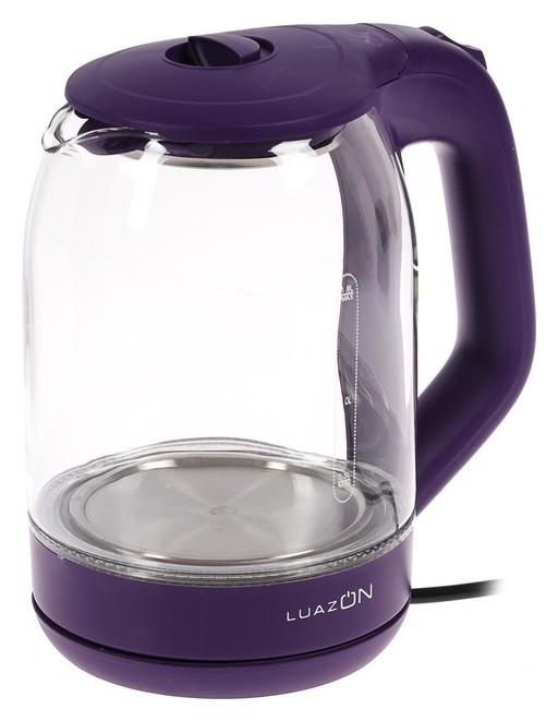 Чайник электрический Luazon Lsk-1809, 1500 Вт, 1.8 л, стекло, подсветка, фиолетовый