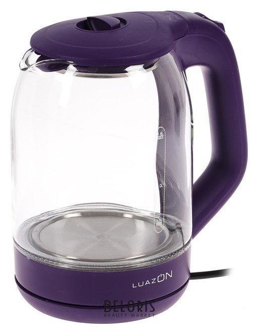 Чайник электрический Luazon Lsk-1809, 1500 Вт, 1.8 л, стекло, подсветка, фиолетовый LuazON Home
