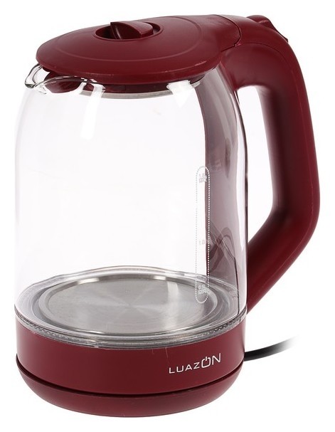 Чайник электрический Luazon Lsk-1809, 1500 Вт, 1.8 л, стекло, подсветка, красный