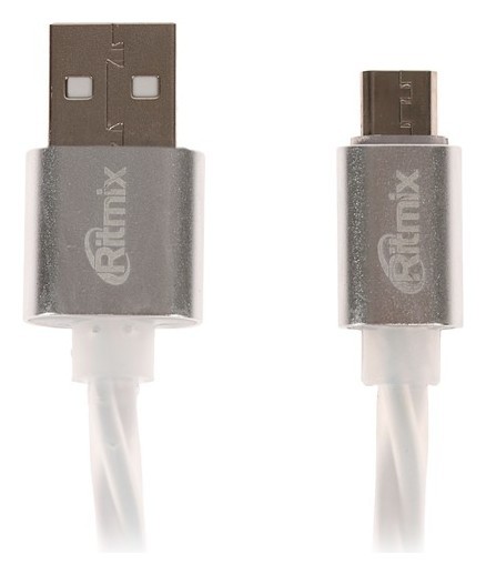 

Кабель Ritmix Rcc-312, Microusb-usb, 2 А, для синхр/зарядки, силиконовая оплетка,1 м, белый