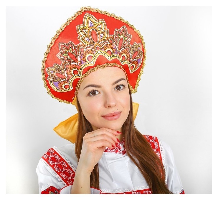 

Кокошник "Павлово-посадский узор" на красном, Красный