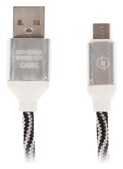 

Кабель Luazon, Micro USB - Usb, 1 А, 1 м, оплётка нейлон, черно-белый, Чёрный