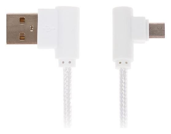 

Кабель Luazon, Micro USB - Usb, 1 А, 1 м, угловой, оплётка нейлон, белый