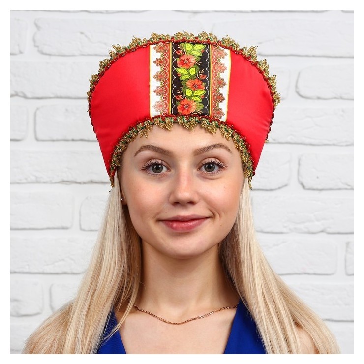 

Кокошник с прямой вставкой, Красный