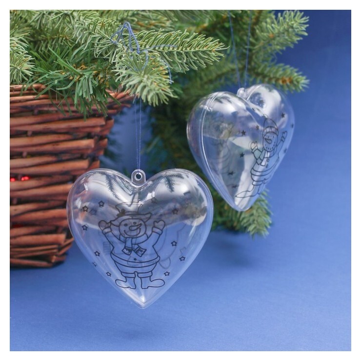 Набор новогодних украшений под раскраску «Сердце» 2 шт., размер собранно 6 ,5 см  Школа талантов