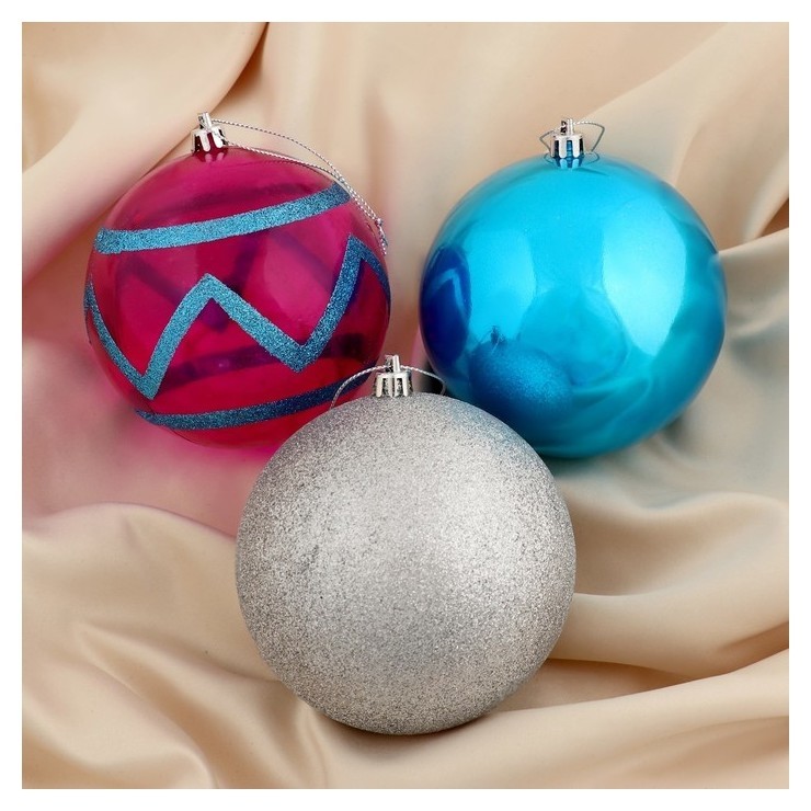 

Набор шаров пластик D-10 см, 3 шт "Сальма зигзаг", Микс