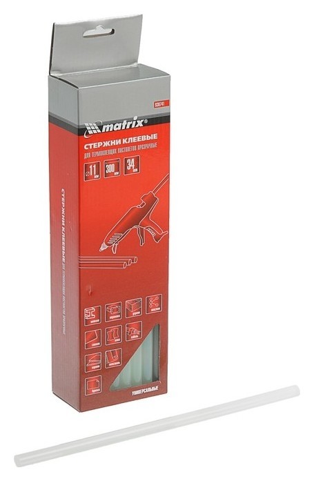 

Стержни клеевые Matrix 930741, 11 X 300 мм, прозрачные, 34 шт., 1 кг