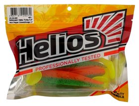 Виброхвост Helios Trofey 14 см Pepper Green & Orange LT Hs-25-032, набор 4 шт. Helios