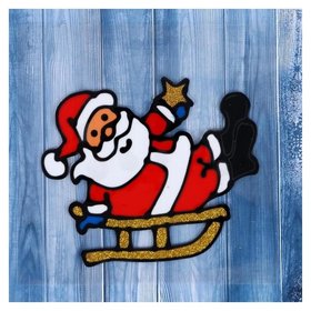Наклейка на стекло "Дед мороз на санках" 15х12,5 см Зимнее волшебство