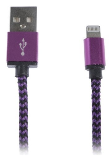 

Кабель Luazon, Lightning - Usb, 1 А, 1 м, оплётка нейлон, фиолетовый