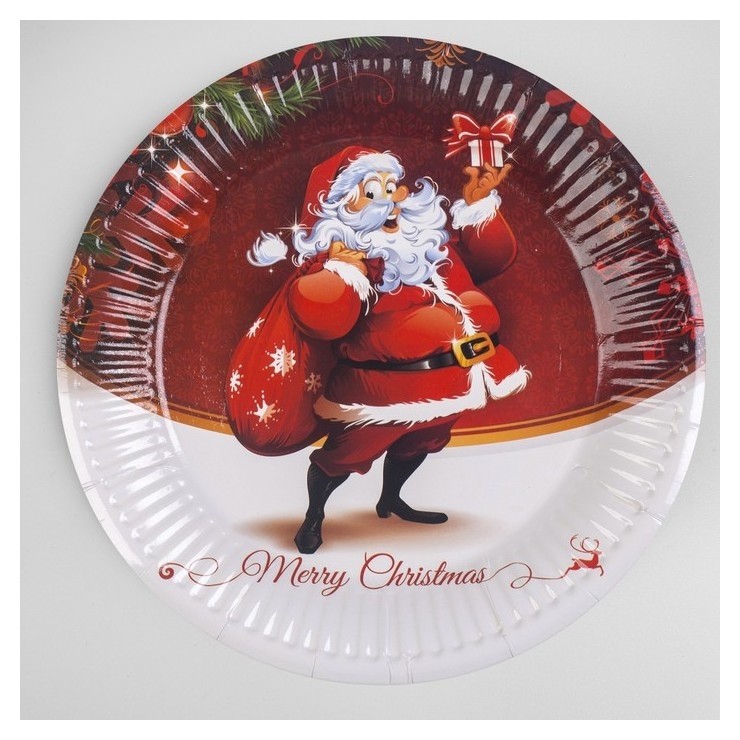 

Тарелка бумажная Merry Christmas набор 6 шт, Разноцветный