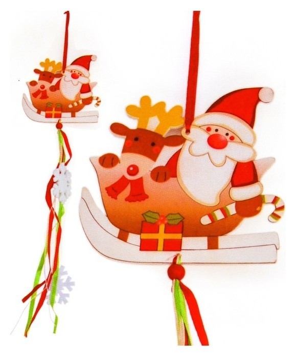 

Набор для создания новогодней подвески «Дед мороз в санях», Красный