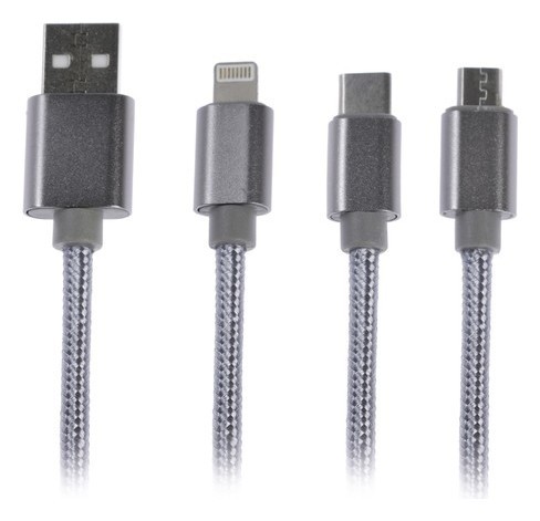 

Кабель 3 в 1 Luazon, Micro Usb/type-c/lightning - Usb, 2 А, 1 м, оплётка нейлон, серый 431038
