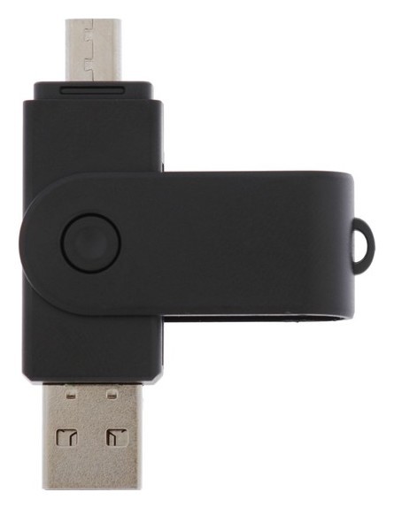 

OTG картридер, подключение Microusb и Usb, слоты SD Microsd, черный, Чёрный