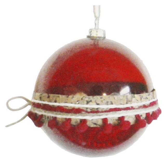 Набор для творчества - создай ёлочное украшение «Шар с бахромой», цвет красный  Школа талантов