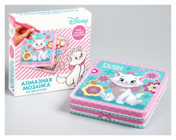 

Алмазная мозаика на шкатулке "Самая милая" кошечка мари 14*13,6 см