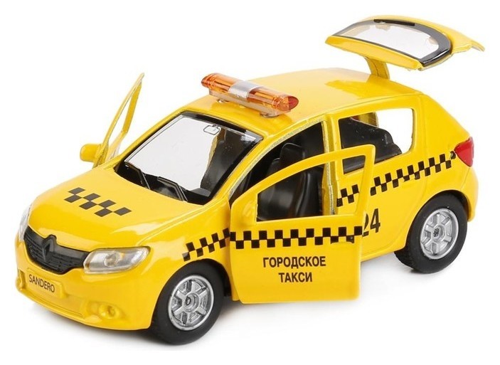 Машина металл «Renault Sandero такси» 12см, открываются двери, инерционная