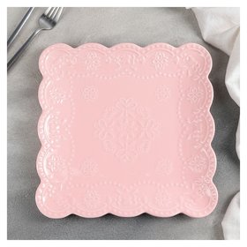Тарелка квадратная «Сьюзен», 26,5×26,5 см, цвет розовый Доляна