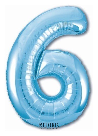 Шар фольгированный 40 «Цифра 6», цвет холодный голубой, Slim Agura