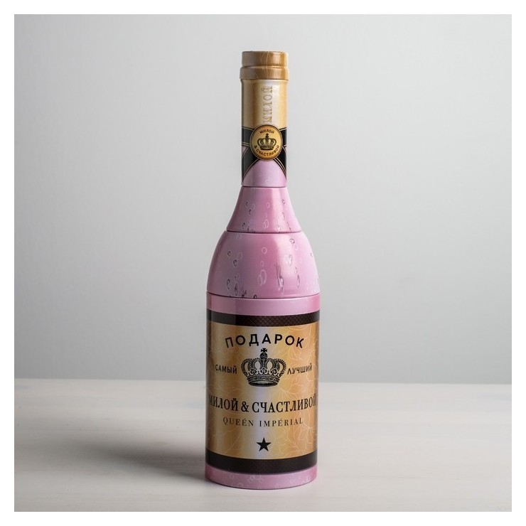 

Коробка жестяная в форме бутылки "Подарок", 29,7 см × 8 см × 8 см, Розовый